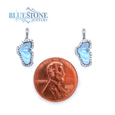 Small 14 Karat White Gold Lake Tahoe Outline Earrings with Two Lab Created Hydro Blue Topaz